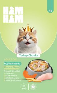 پوچ بوقلمون تکه‌ای گربه هام هام (HamHam Cat Pouch – Turkey Chunks)